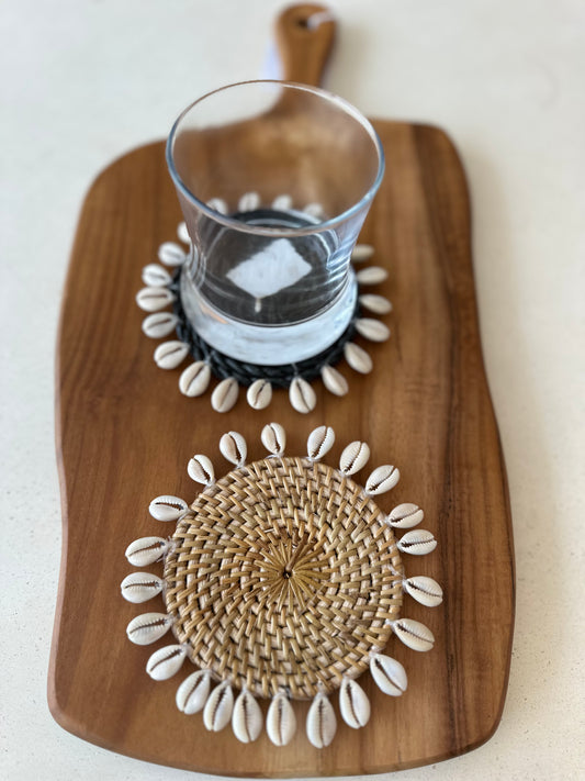 Shell & Rattan Coffee Coaster