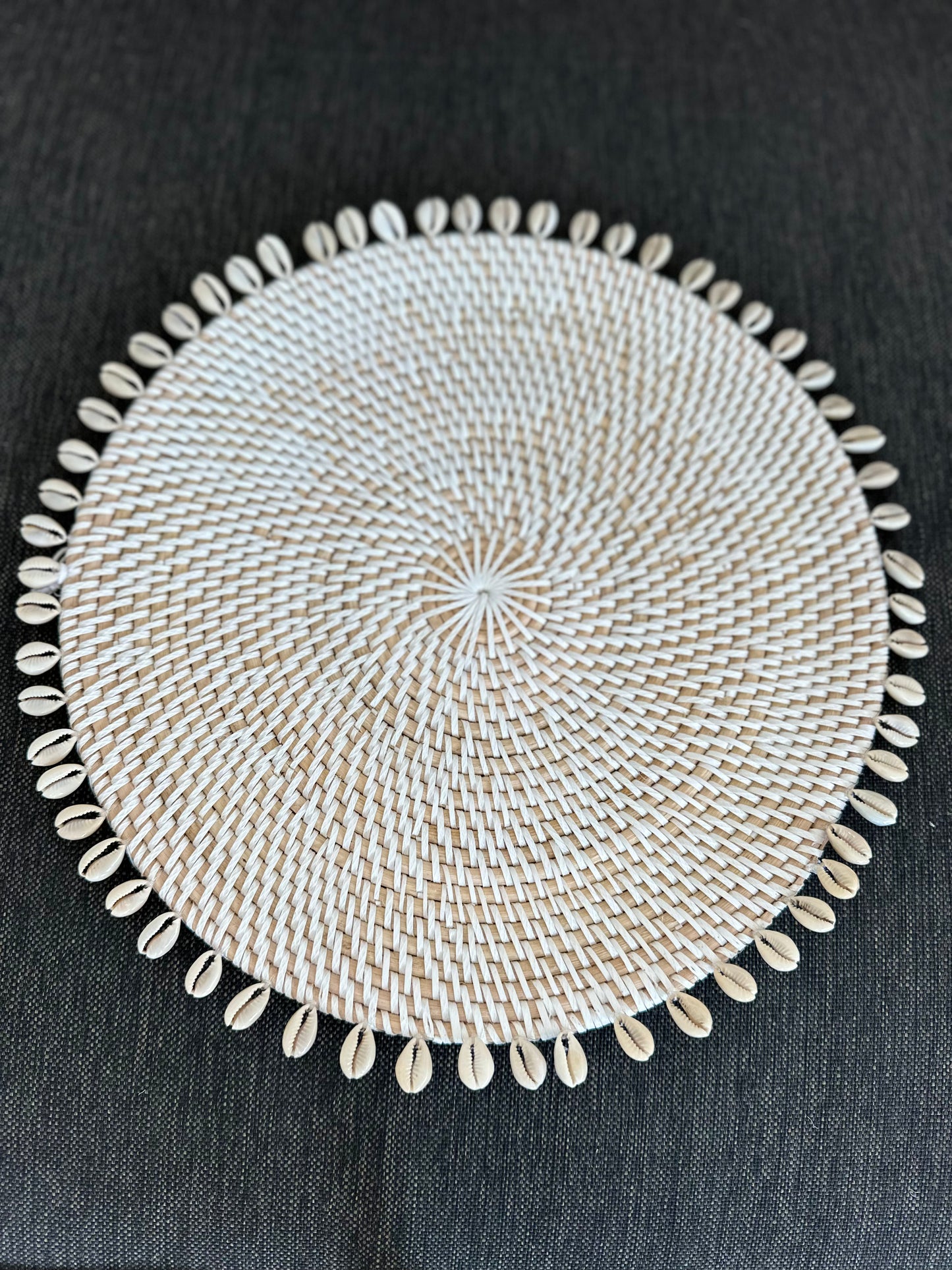Rattan Place Mat with Shell Trimmings