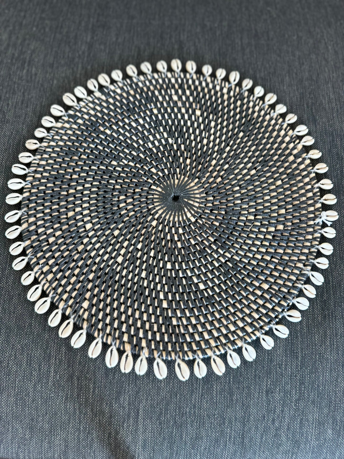 Rattan Place Mat with Shell Trimmings